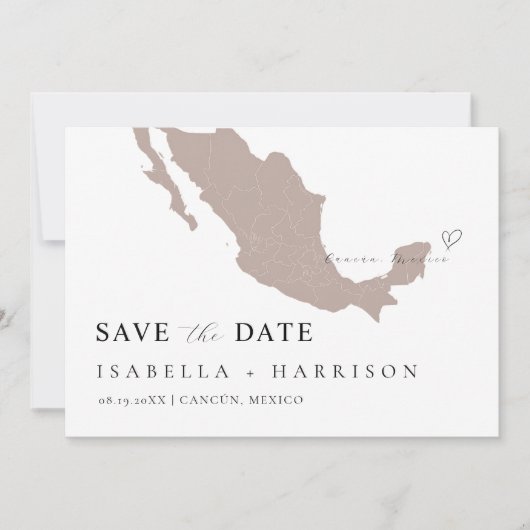 Mexico Kaart Save the Date Sjabloon (Voorkant)