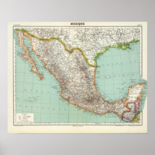Mexico - Kaart van Mexico Poster