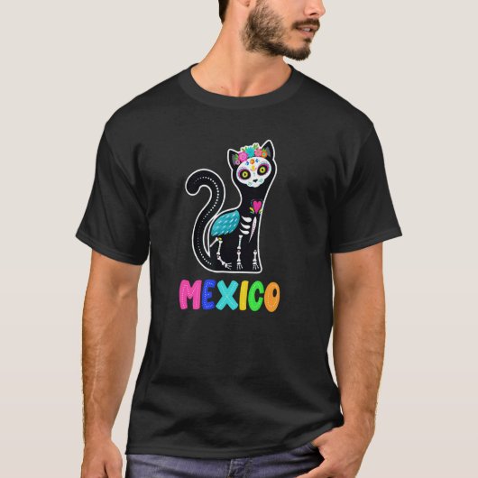 Mexico Kat Dia De Los Muertos T-shirt (Voorkant)