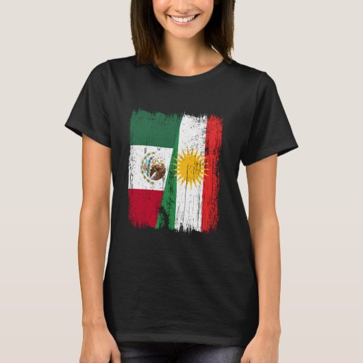 Mexico Koerdistan Half Vlag Mexicaanse Koerdische  T-shirt (Voorkant)