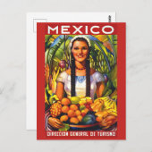 Mexico, lachende vrouw met tropisch fruit,  briefkaart (Voorkant / Achterkant)