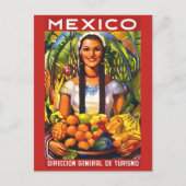 Mexico, lachende vrouw met tropisch fruit,  briefkaart (Voorkant)