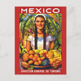 Mexico, lachende vrouw met tropische vruchten, vin briefkaart