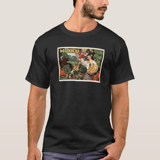 Mexico Land of Tropical Splendor 1940s reisbureau T-shirt (Voorkant)