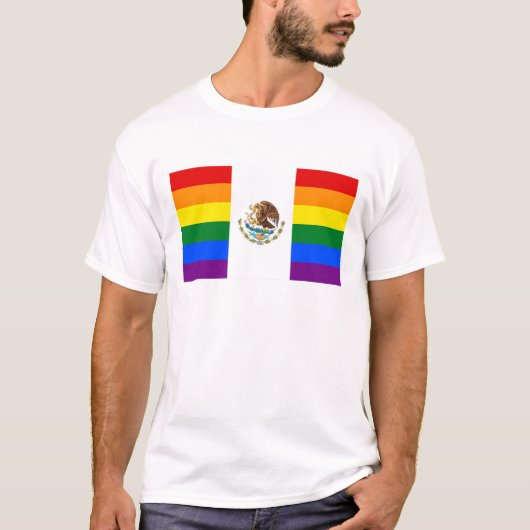 Mexico LGBT Gay Pride Rainbow-vlag T-shirt (Voorkant)