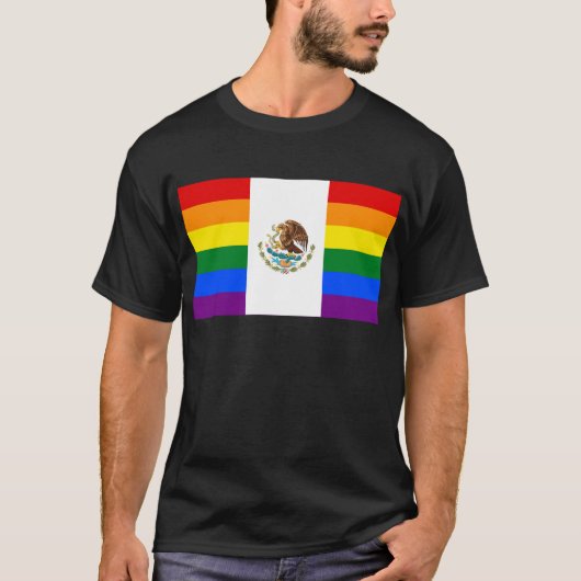 Mexico LGBT Gay Pride Rainbow-vlag T-shirt (Voorkant)