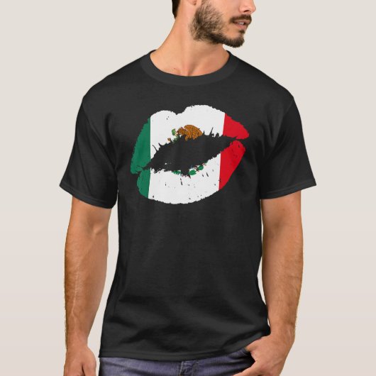 Mexico Lips Kiss Mexican Flag Pride Mexicana T-shirt (Voorkant)
