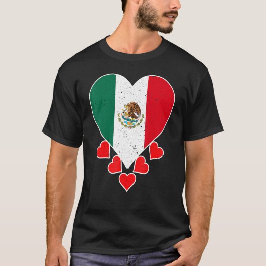  Mexico Love Heart Flag voor Mexicaanse Pride T-shirt (Voorkant)