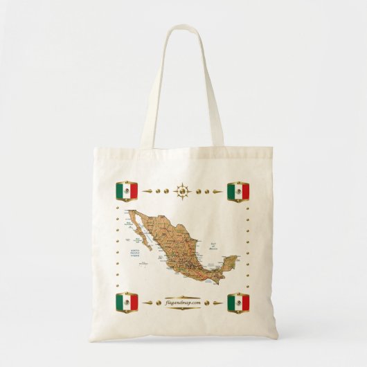 Mexico Map + Flags Bag Tote Bag (Voorkant)