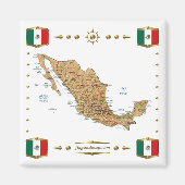 Mexico Map + Flags Magnet (Voorkant)