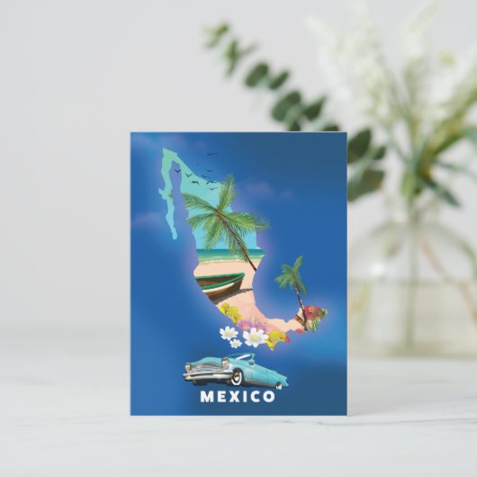 Mexico Map Illustration reisposter. Briefkaart (Staand voorkant)