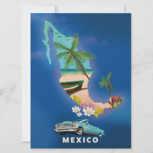 Mexico Map Illustration reisposter. Kaart