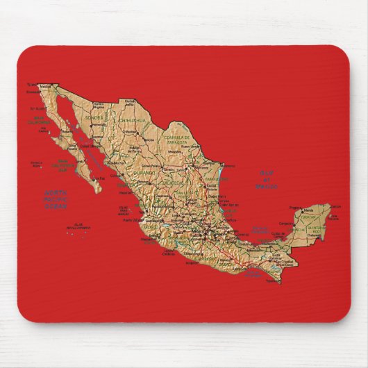 Mexico Map Mousepad Muismat (Voorkant)