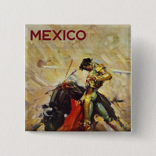 Mexico Matador Vierkante Button 5,1 Cm