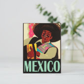 Mexico, Mexicaan speelt accordeon, vintage Briefkaart (Staand voorkant)