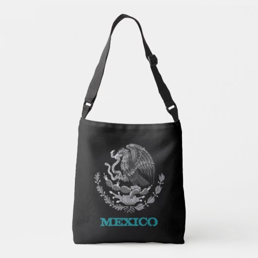 Mexico & Mexicaans Eagle embleem, vlag mode /zwart Crossbody Tas (Achterkant)