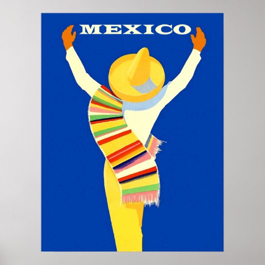 Mexico, Mexicaans man in sombrero en folkkostuum Poster (Voorkant)