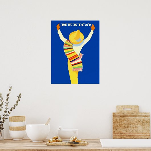 Mexico, Mexicaans man in sombrero en folkkostuum Poster (Keuken)