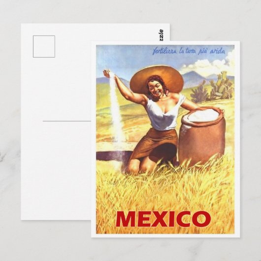 Mexico, Mexicaans meisje op een boerderij, oud rei Briefkaart (Voorkant / Achterkant)