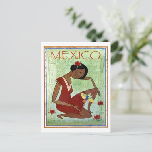 Mexico, Mexicaanse traditionele kunst, rode jurk m Briefkaart (Staand voorkant)