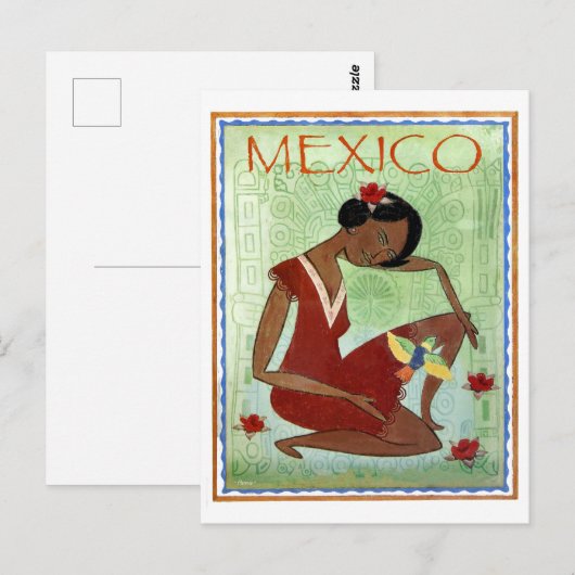 Mexico, Mexicaanse traditionele kunst, rode jurk m Briefkaart (Voorkant / Achterkant)