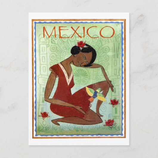 Mexico, Mexicaanse traditionele kunst, rode jurk m Briefkaart (Voorkant)