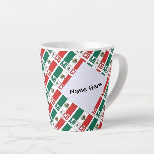Mexico Mexicaanse vlag betegeld gepersonaliseerd Latte Mok (Rechterhoek)