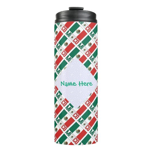 Mexico Mexicaanse vlag betegeld groen gepersonalis Thermosbeker (Voorkant)