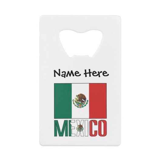 Mexico Mexicaanse vlag gepersonaliseerd Creditkaart Flessenopener (Voorkant)