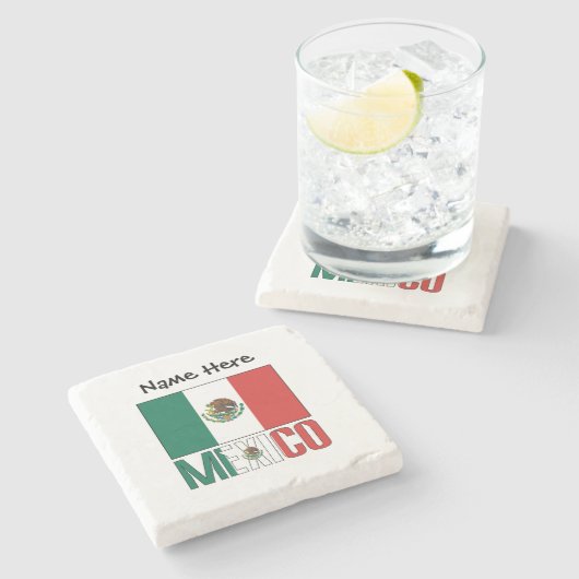 Mexico Mexicaanse vlag gepersonaliseerd Stenen Onderzetter (Zijkant)