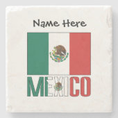 Mexico Mexicaanse vlag gepersonaliseerd Stenen Onderzetter (Voorkant)