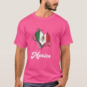 Mexico Mexicaanse Vlag Hart Wortels Español Trots T-shirt