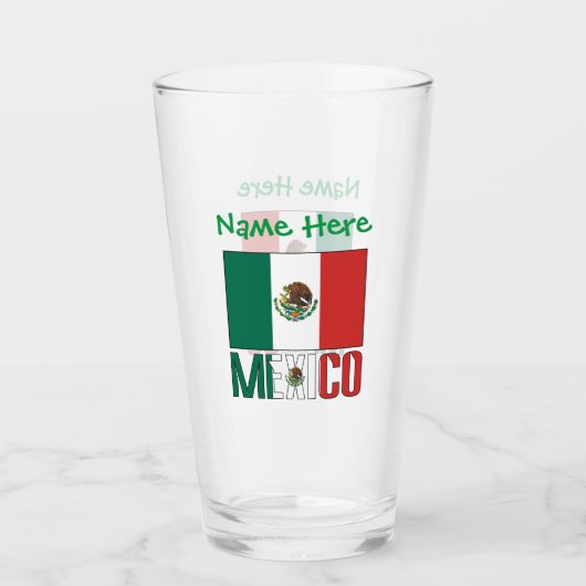 Mexico Mexican Flag Groene Personalisatie Drink Glas (Voorkant)