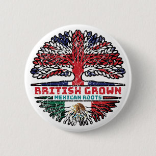 Mexico Mexican Uk United Kingdom British Tree Ronde Button 5,7 Cm