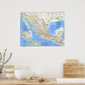 " Mexico/Midden-Amerika: Gedetailleerde KAART 1980 Poster (Keuken)