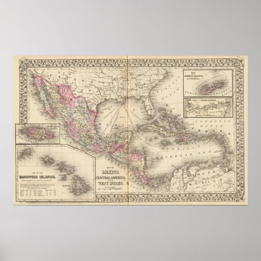 Mexico, Midden-Amerika, West Indies Poster (Voorkant)