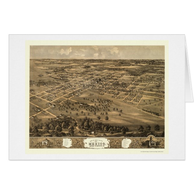 Mexico, MO Panorama Map - 1869 (Voorkant Horizontaal)