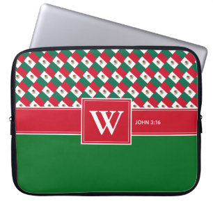 MEXICO Monogram Christelijke scripts Laptop Green Laptop Sleeve
