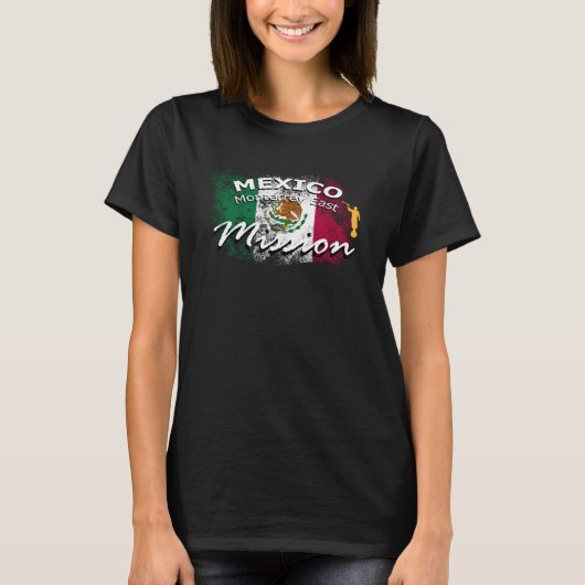 Mexico Monterrey East Mormon LDS Mission Missionar T-shirt (Voorkant)