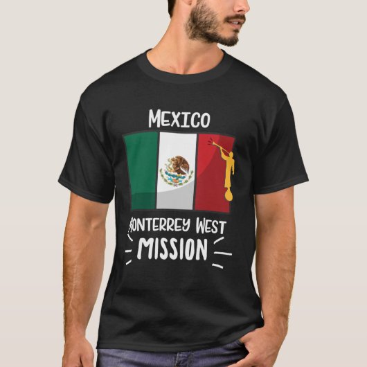 Mexico Monterrey West Mormon LDS Mission Missionar T-shirt (Voorkant)