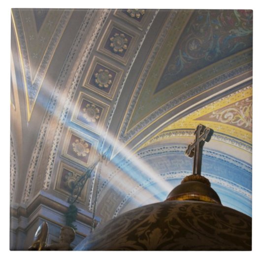 Mexico, Morelia. Zonnestralen dringen binnen Tegeltje (Voorkant)