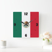 Mexico National Flag Patriotic Vierkante Klok (Huis)