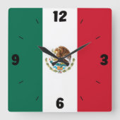 Mexico National Flag Patriotic Vierkante Klok (Voorkant)