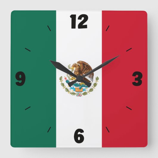 Mexico National Flag Patriotic Vierkante Klok (Voorkant)