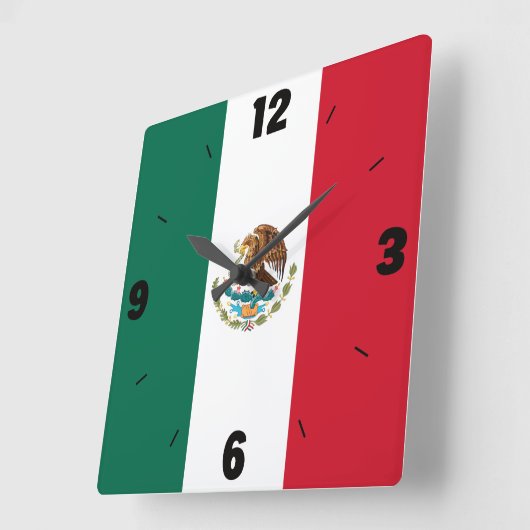 Mexico National Flag Patriotic Vierkante Klok (Hoek)