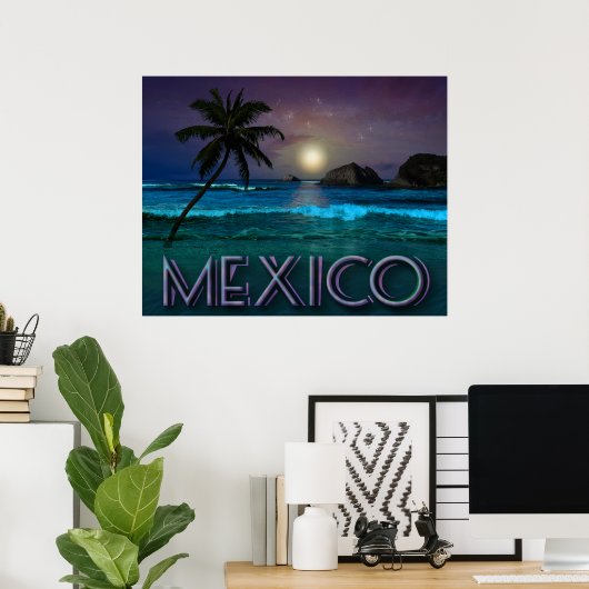 Mexico Night bij Beach Poster (Thuiskantoor)