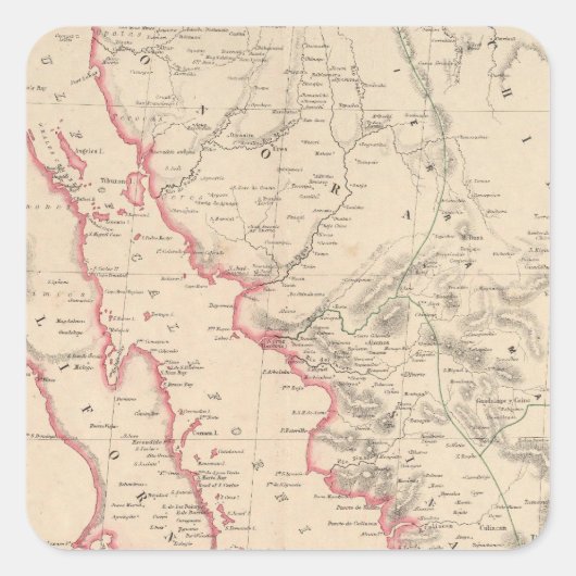 Mexico, Noordwestelijke Staten Vierkante Sticker (Voorkant)