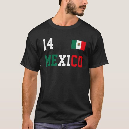 Mexico-nummer Veertien Mexicaanse Fútbol Voetbal P T-shirt (Voorkant)