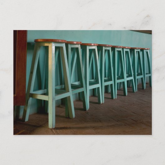 Mexico, Oaxaca, de muur van de Groene Bar Stools Briefkaart (Voorkant)