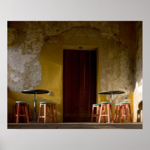 Mexico, Oaxaca, Namiddagzon licht balkon van Poster